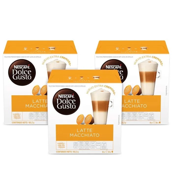 Nescafe Dolce Gusto Coffee Pods, Latte Macchiato, 16 capsules, Pack of 3- image #1