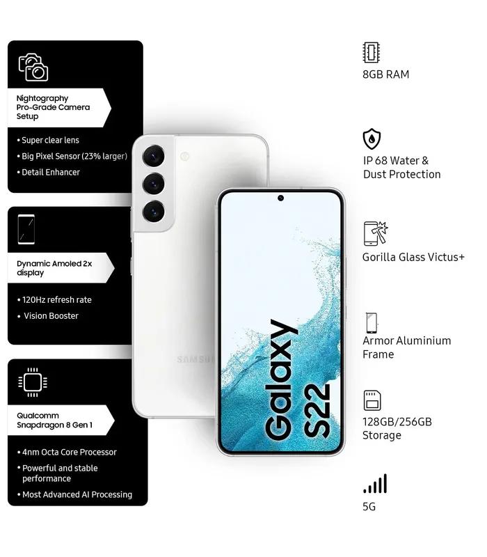 Samsung Galaxy S22 5G (Phantom White, 128GB Storage, 8GB RAM)- image #2