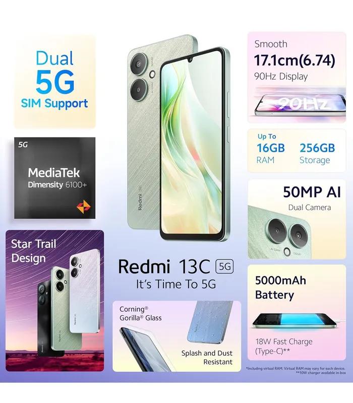 Redmi 13C 5G (Startrail Green, 128GB Storage, 4GB RAM)- image #2