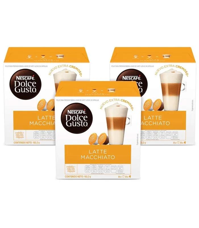 Nescafe Dolce Gusto Coffee Pods, Latte Macchiato, 16 capsules, Pack of 3