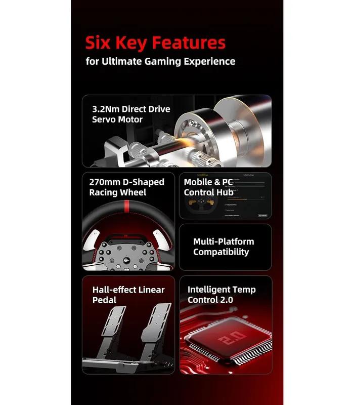 PXN V10 Ultra Gaming Racing Wheel with Pedal – 3.2Nm Direct Drive- thumbnail #2