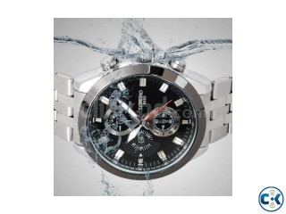 Luxury Men Black Stainless Steel Sport Waterproof