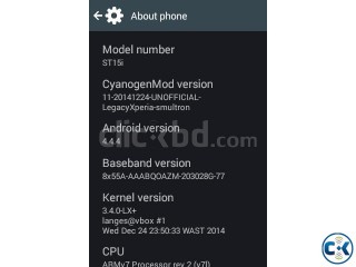 Sony Ericsson Xperia ST15i 4.4.4 KitKat Sony Ericsson Xperia ST15i 4.4.4 KitKat