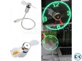 USB Led Fan Clock Adjustable Real Time Display