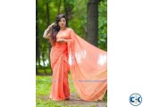 Weightless Georgette Sharee with Blouse Piece 7 PeachOrange