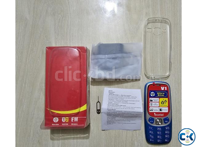 Bontel V1 Ultra Slim Phone With Cover Warranty -Blue | ClickBD image 2