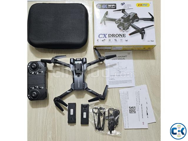 CX 4k Wifi Dual Camera Dual Battery Dual Fan Foldable Drone | ClickBD image 3