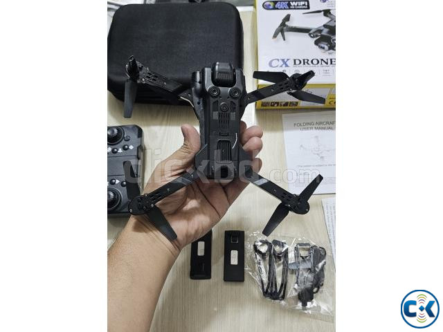 CX 4k Wifi Dual Camera Dual Battery Dual Fan Foldable Drone | ClickBD image 4