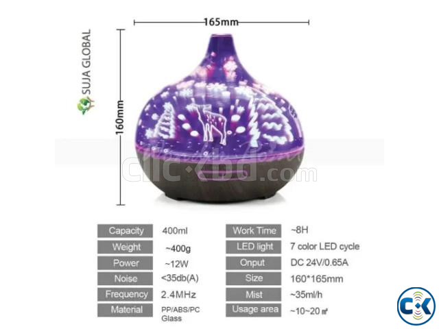 3D Ultrasonic Aroma Diffuser 7 LED Color Option | ClickBD image 3