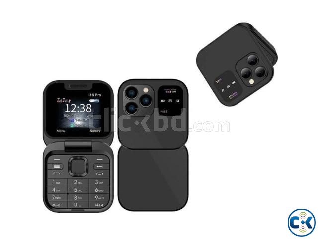 i16 Pro Flip Phone FM Radio Magic Voice Black | ClickBD image 2