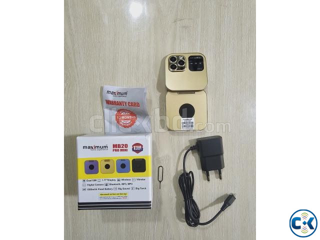 Maximus MB20 Pro Mini Folding Phone Warranty Gold | ClickBD image 3