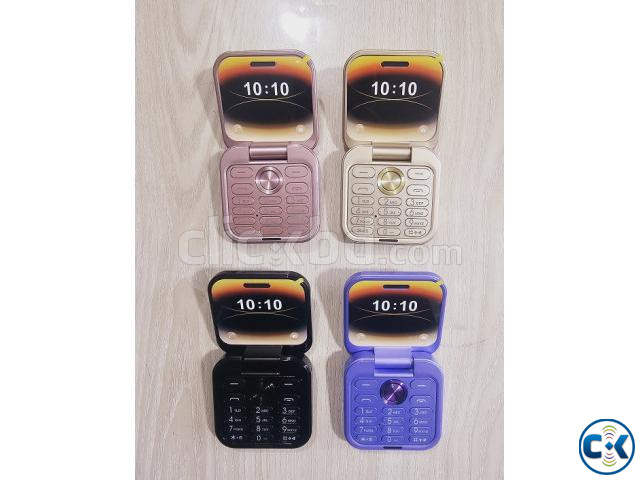 i17 Mini Folding Mobile Phone 2 SIM Purpal | ClickBD image 2