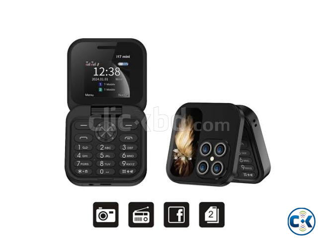 i17 Mini Folding Mobile Phone 2 SIM Purpal | ClickBD image 4