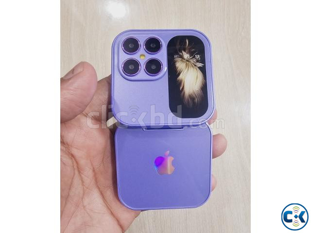 i17 Mini Folding Mobile Phone 2 SIM Purpal | ClickBD image 2