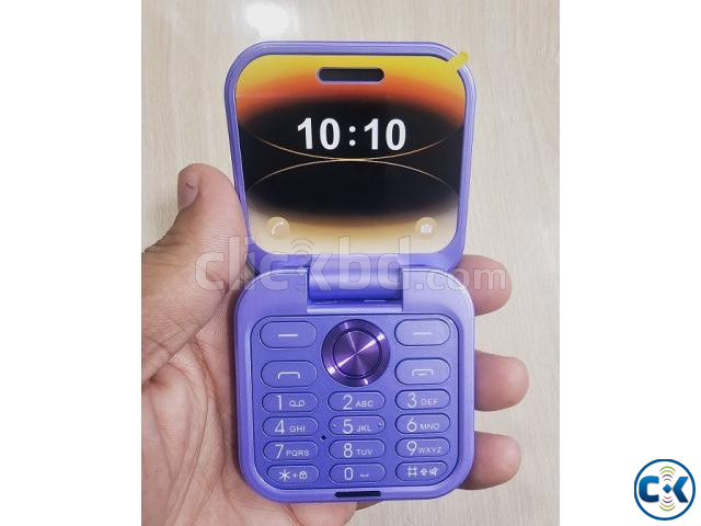 i17 Mini Folding Mobile Phone 2 SIM Purpal | ClickBD image 3