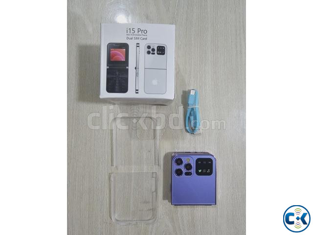 i15 Pro Foldable Phone Dual Sim With Cover Purpel | ClickBD image 2