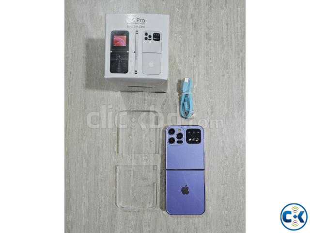 i15 Pro Foldable Phone Dual Sim With Cover Purpel | ClickBD image 3