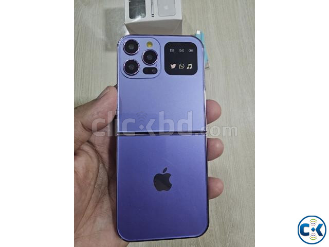 i15 Pro Foldable Phone Dual Sim With Cover Purpel | ClickBD image 5