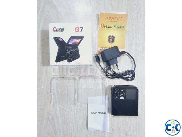 Gretel G7 Fold Phone Dual Display With Case Black | ClickBD image 2