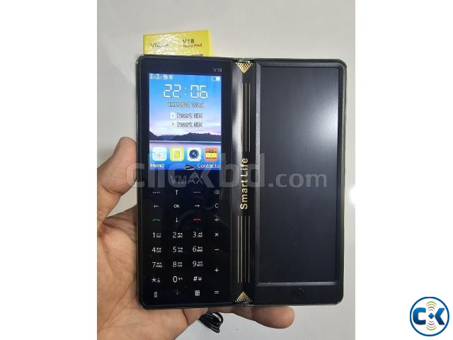 Vmax V18 Notepad Fold Phone With Wrighting pad Green | ClickBD image 4