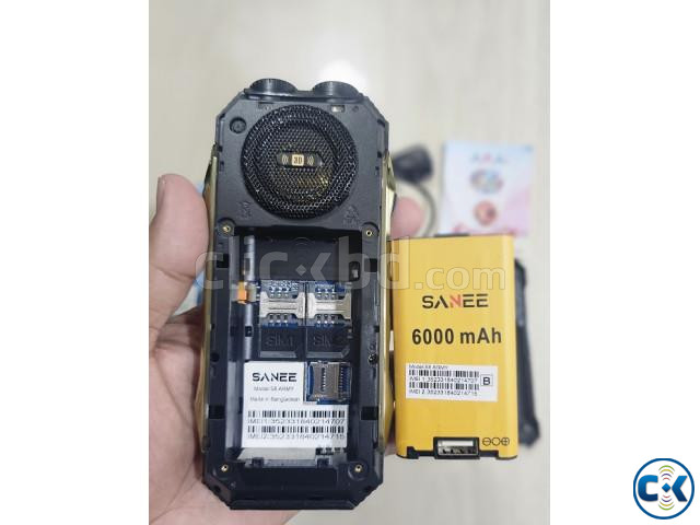 Sanee S8 Army Power Bank Phone 6000mAh Dual Sim Black | ClickBD image 2
