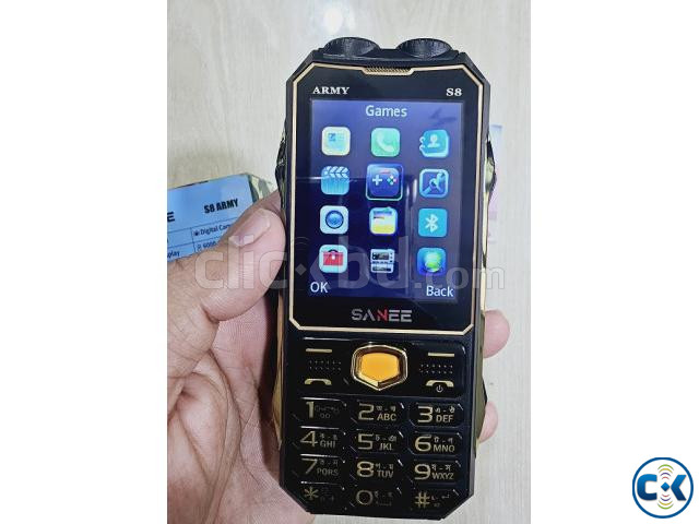 Sanee S8 Army Power Bank Phone 6000mAh Dual Sim Black | ClickBD image 3