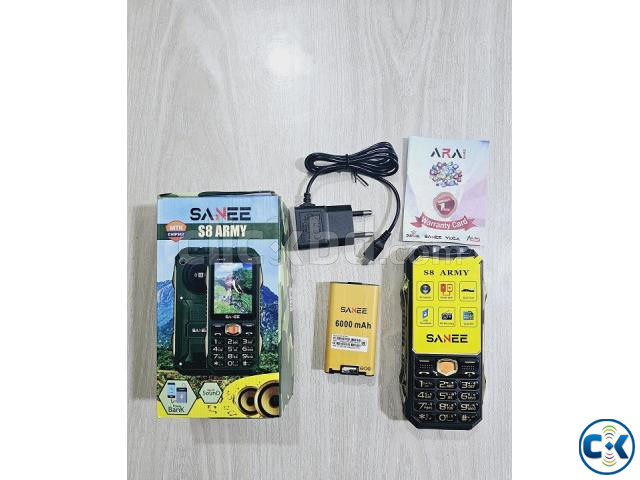 Sanee S8 Army Power Bank Phone 6000mAh Dual Sim Black | ClickBD image 4