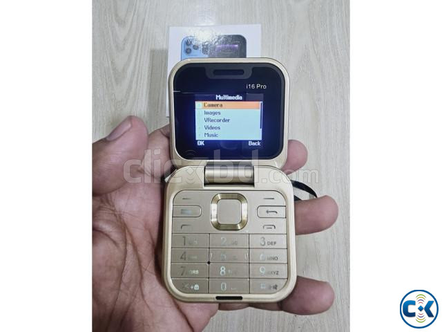 i16 Pro Flip Mobile Phone Magic Voice Gold | ClickBD image 3