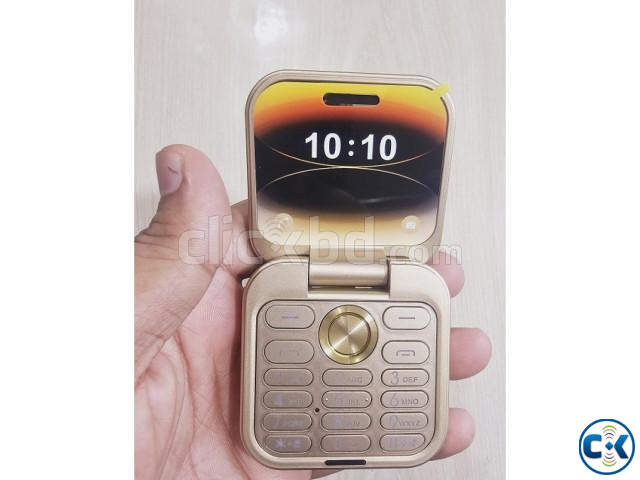 i17 Mini Flip Phone 2 SIM Gold price in Bangladesh | ClickBD image 2