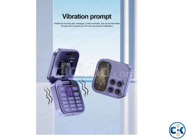i17 Mini Folding Mobile Phone 2 SIM Purpal | ClickBD image 2