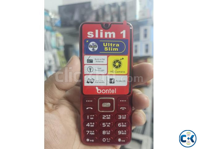 Bontel Slim 1 Metal Button Phone Dual Sim Red large image 3