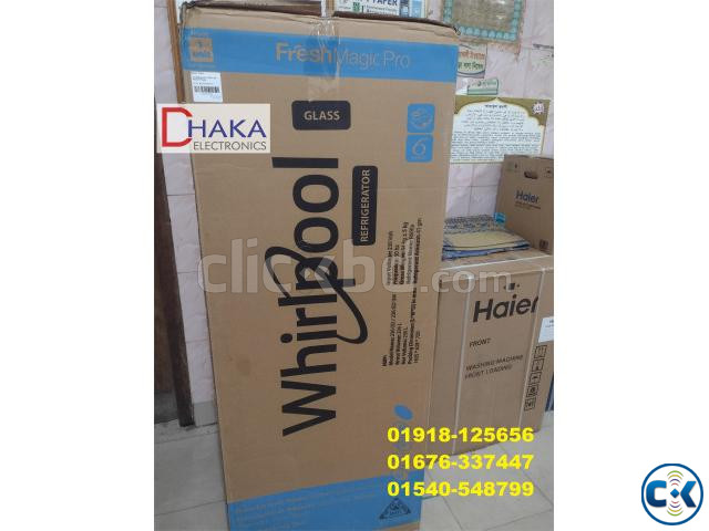 Whirlpool 236L Magic Pro Glass Door Floret Fridge large image 1