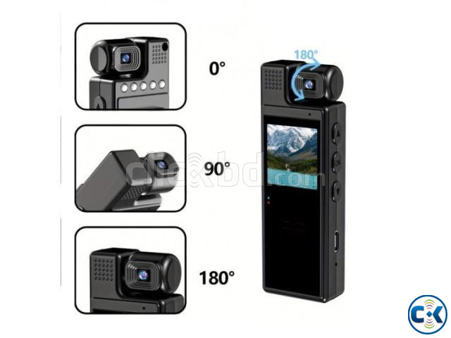 L9 Portable Body Camera 180 Rotating Lens Night Vision large image 3