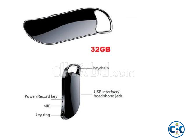 V11 Keychain Voice Recorder 32GB Memory 24 Hour Record large image 1