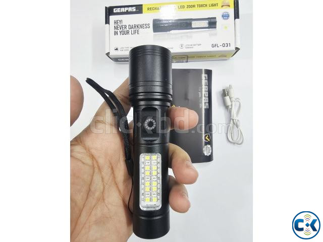 Geapas GFL-031 LED Zoom Torch Light Flashlight COB large image 1