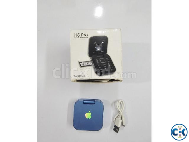 i17 Mini Folding Phone Dual SIM FM Radio Blue large image 1