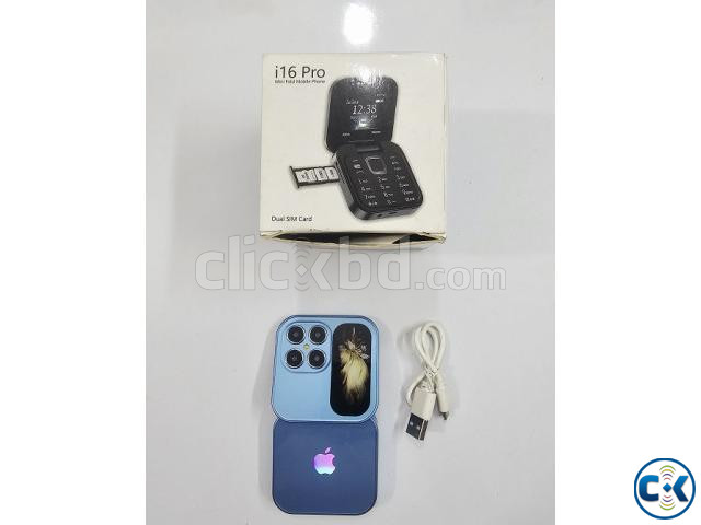 i17 Mini Folding Phone Dual SIM FM Radio Blue large image 2