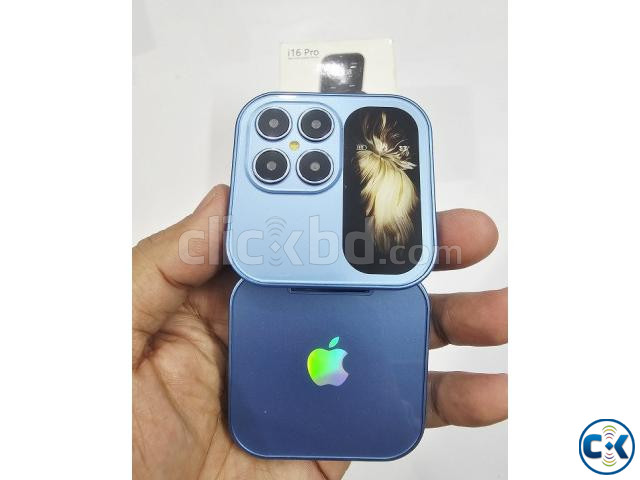 i17 Mini Folding Phone Dual SIM FM Radio Blue large image 3