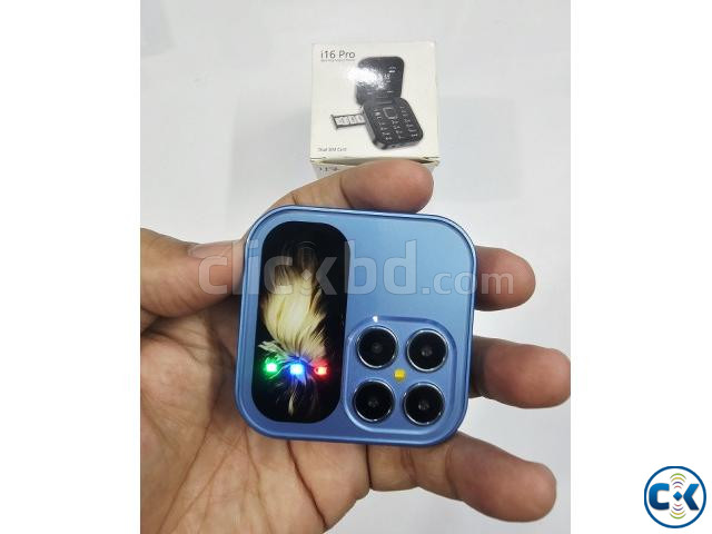i17 Mini Folding Phone Dual SIM FM Radio Blue large image 4