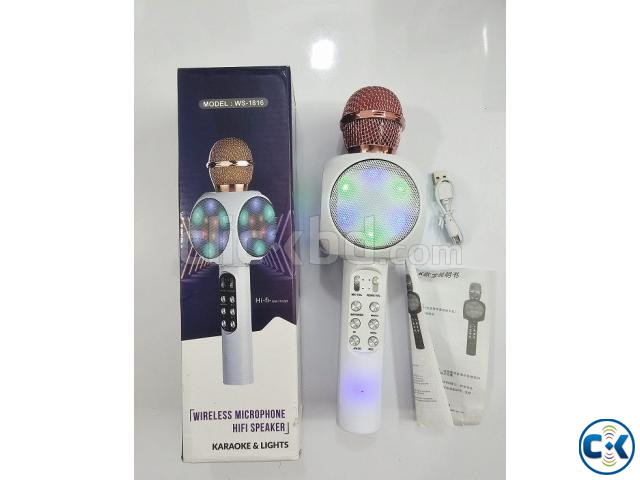 WS1816 Bluetooth Karaoke Microphone With LED Light large image 1