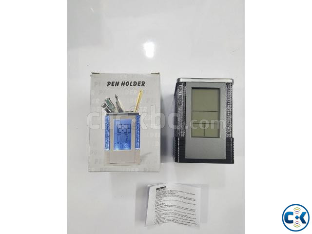 Digital Pen Holder Alarm Clock Calendar Tempareture LED Li large image 1