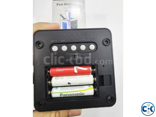 Digital Pen Holder Alarm Clock Calendar Tempareture LED Li large image 2