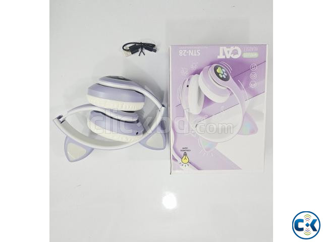 SNT28 Cat Style Bluetooth Headset With Light Purpel large image 1