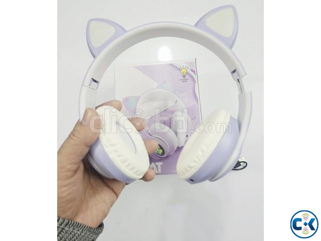 SNT28 Cat Style Bluetooth Headset With Light Purpel large image 2