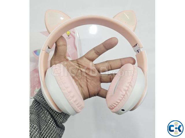 SNT28 Cat Bluetooth Headphone With LED Light Pink large image 3