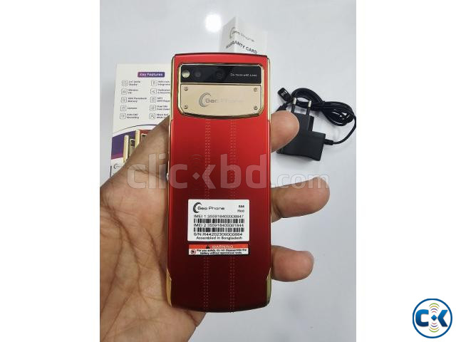 Geo R44 Button Phone Leather Style Red large image 3