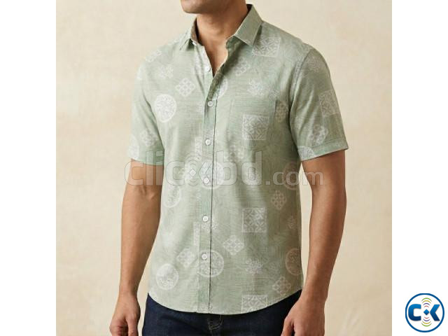 Pure Cotton Half Sleeve Print Shirt for Men s large image 2