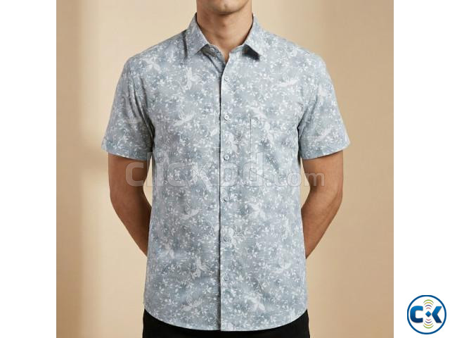 Pure Cotton Half Sleeve Print Shirt for Men s large image 3