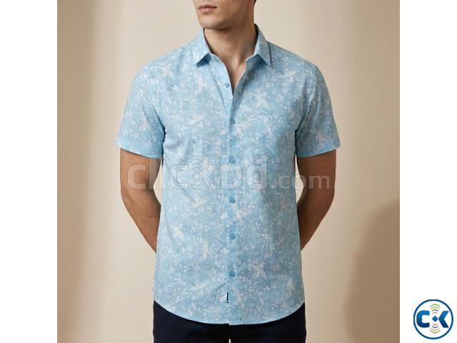 Pure Cotton Half Sleeve Print Shirt for Men s large image 4