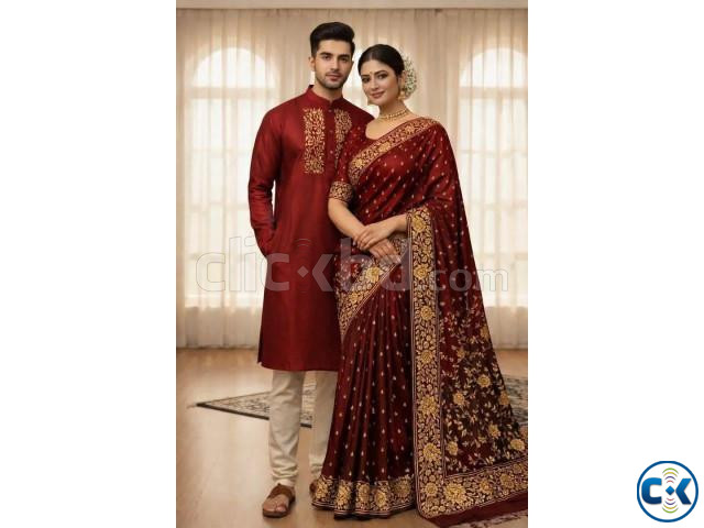 শাড়ি পাঞ্জাবি কাপল ড্রেস large image 3